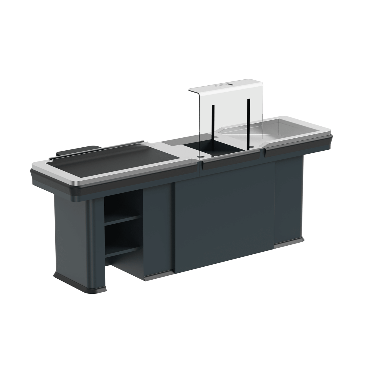 Kassentisch PREMIUM - 2500mm - Linksband - Schmale Warenwanne - AS GASTRO TEK GmbH