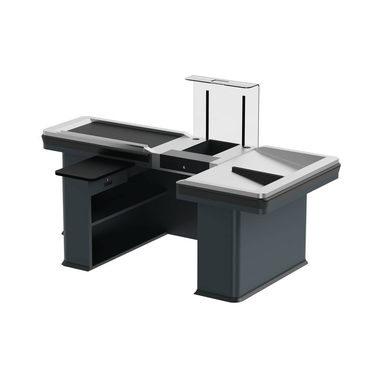 Kassentisch PREMIUM - 2500mm - Rechtsband - Breite Warenwanne - AS GASTRO TEK GmbH