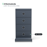 4 Rückwände je 100 × 50 cm bei 225 cm Höhe