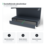 Sockelblende abnehmbar, darunter einfach wischen
