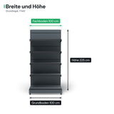 AGT Wandregal T50: Breite und Höhe: Fachboden 100 cm, Grundboden 100 cm, Höhe 225 cm