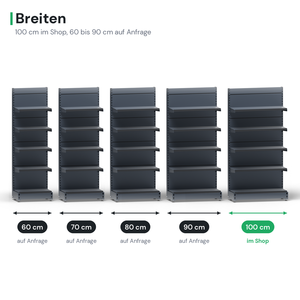 AGT Wandregal Breiten: 100 cm im Shop, 60, 70, 80 und 90 cm auf Anfrage