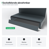 AGT Wandregal T50: Sockelblende abnehmbar, darunter einfach sauber machen