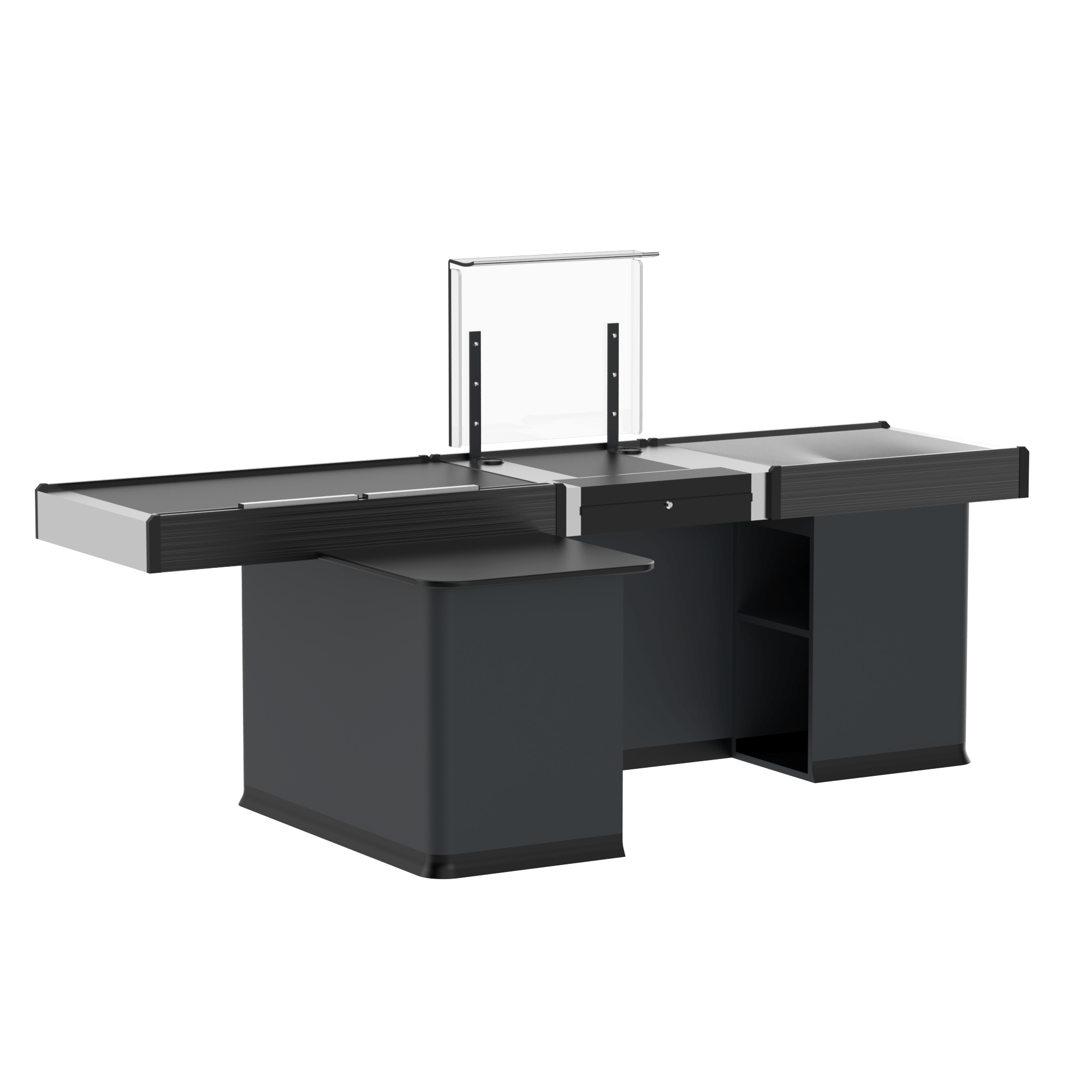 Kassentisch 2500 mm – Linksband – schmale Warenwanne - AS GASTRO TEK GmbH