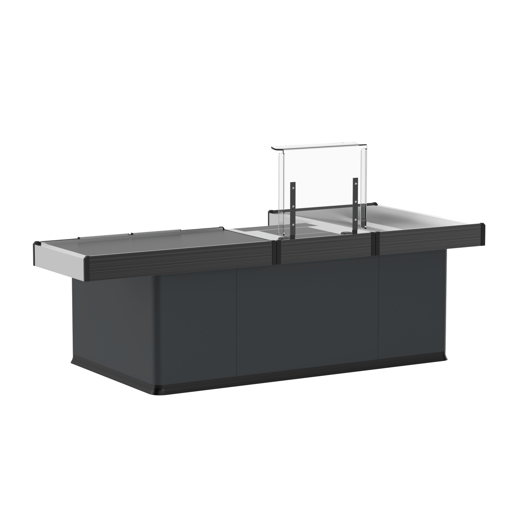 Kassentisch 2500 mm – Rechtsband – breite Warenwanne - AS GASTRO TEK GmbH