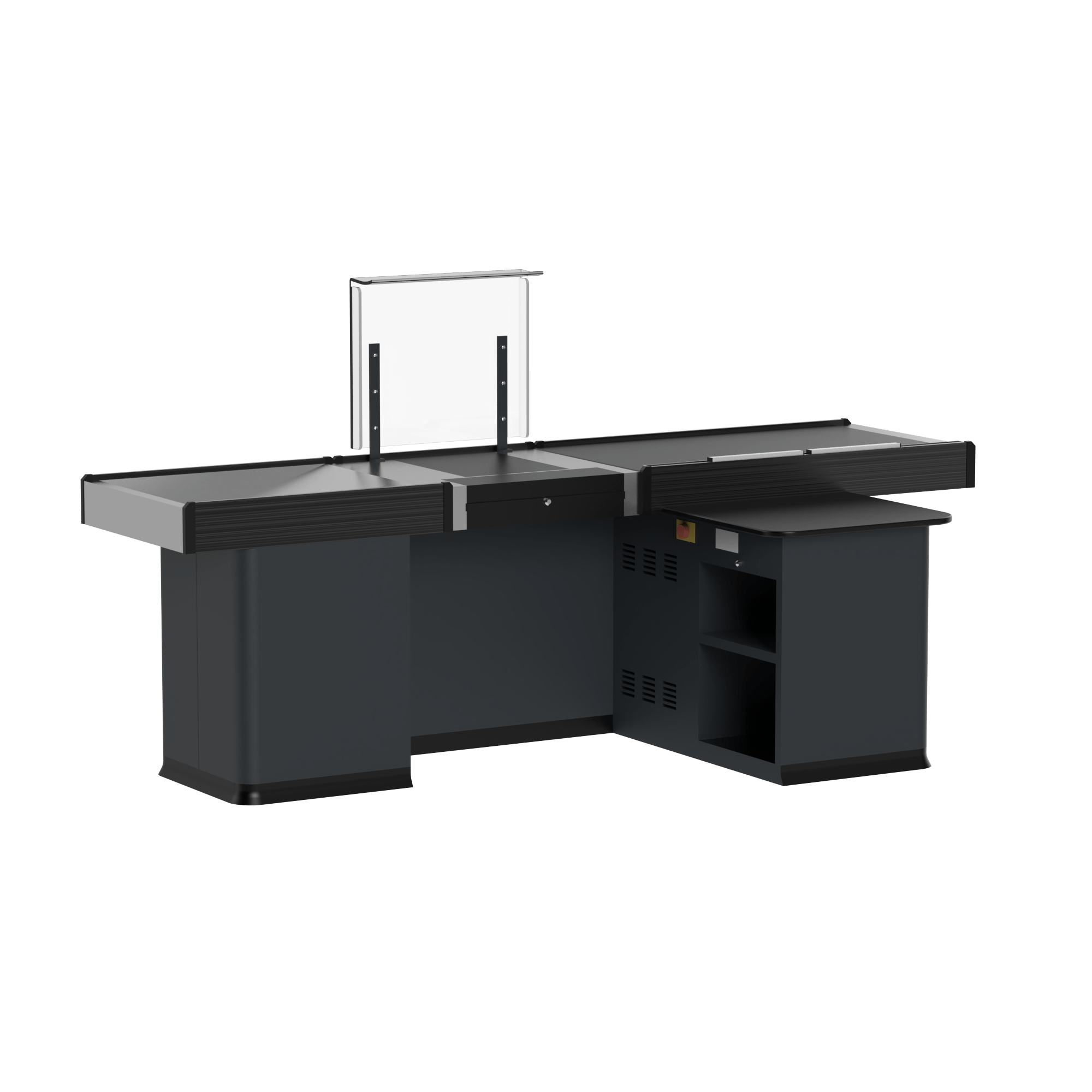 Kassentisch 2500 mm – Rechtsband – schmale Warenwanne - AS GASTRO TEK GmbH