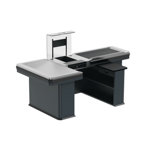 Kassentisch PREMIUM - 2500mm - Linksband - Breite Warenwanne - AS GASTRO TEK GmbH