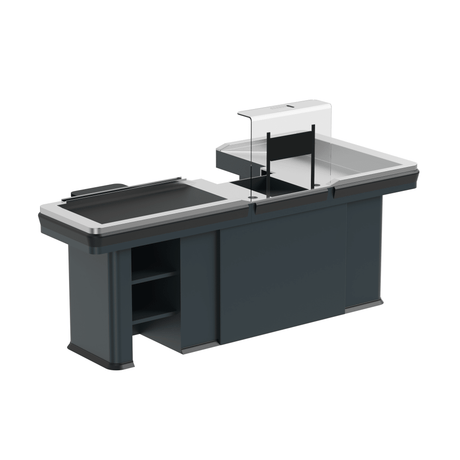 Kassentisch PREMIUM - 2500mm - Linksband - Breite Warenwanne - AS GASTRO TEK GmbH