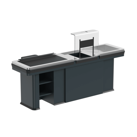 Kassentisch PREMIUM - 2500mm - Linksband - Schmale Warenwanne - AS GASTRO TEK GmbH