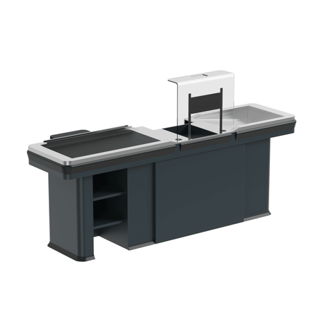 Kassentisch PREMIUM - 2500mm - Linksband - Schmale Warenwanne - AS GASTRO TEK GmbH