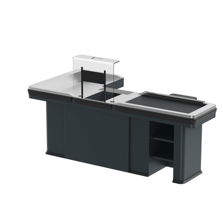 Kassentisch PREMIUM - 2500mm - Rechtsband - Breite Warenwanne - AS GASTRO TEK GmbH