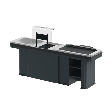 Kassentisch PREMIUM - 2500mm - Rechtsband - Schmale Warenwanne - AS GASTRO TEK GmbH