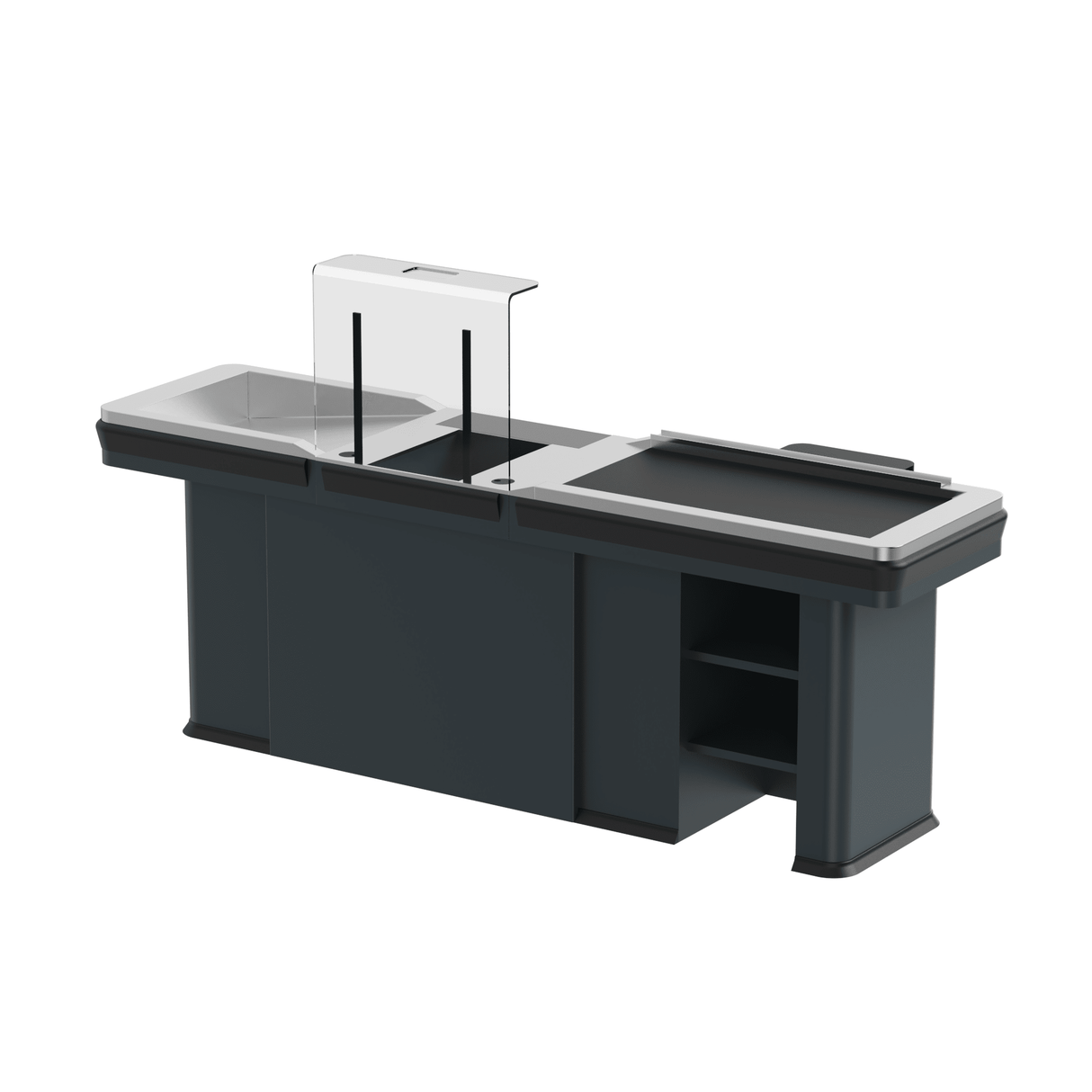 Kassentisch PREMIUM - 2500mm - Rechtsband - Schmale Warenwanne - AS GASTRO TEK GmbH