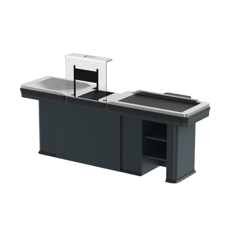 Kassentisch PREMIUM - 2500mm - Rechtsband - Schmale Warenwanne - AS GASTRO TEK GmbH
