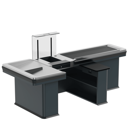 Kassentisch PREMIUM - 2900mm - Linksband - Breite Warenwanne - AS GASTRO TEK GmbH