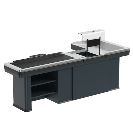 Kassentisch PREMIUM - 2900mm - Linksband - Breite Warenwanne - AS GASTRO TEK GmbH