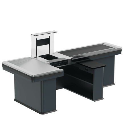 Kassentisch PREMIUM - 2900mm - Linksband - Breite Warenwanne - AS GASTRO TEK GmbH