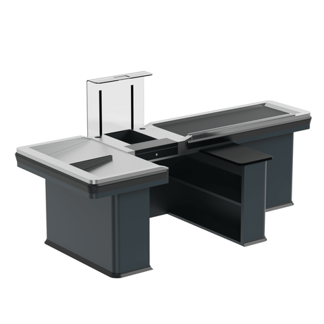 Kassentisch PREMIUM - 2900mm - Linksband - Breite Warenwanne - AS GASTRO TEK GmbH