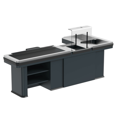 Kassentisch PREMIUM - 2900mm - Linksband - Breite Warenwanne - AS GASTRO TEK GmbH