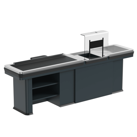 Kassentisch PREMIUM - 2900mm - Linksband - Schmale Warenwanne - AS GASTRO TEK GmbH