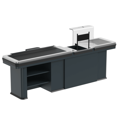 Kassentisch PREMIUM - 2900mm - Linksband - Schmale Warenwanne - AS GASTRO TEK GmbH