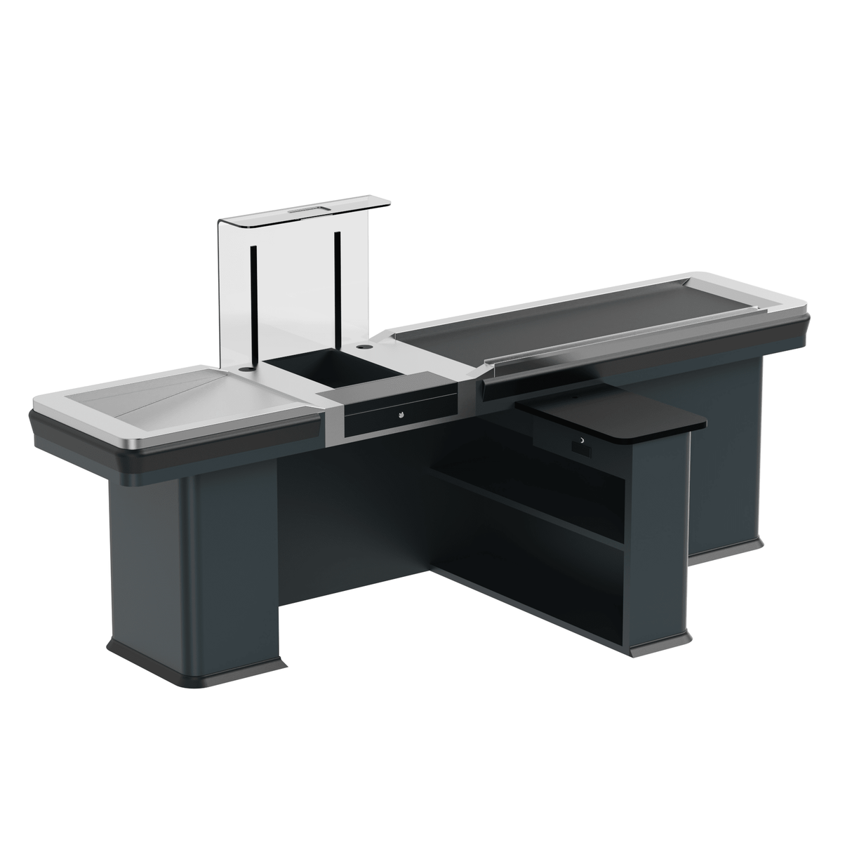 Kassentisch PREMIUM - 2900mm - Linksband - Schmale Warenwanne - AS GASTRO TEK GmbH