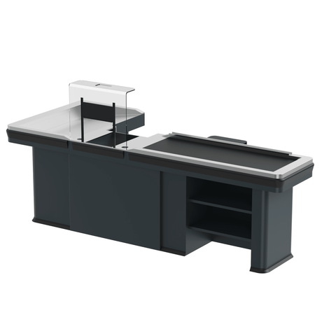 Kassentisch PREMIUM - 2900mm - Rechtsband - Breite Warenwanne - AS GASTRO TEK GmbH