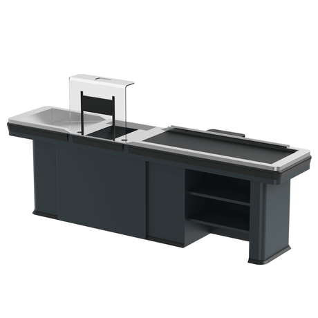 Kassentisch PREMIUM - 2900mm - Rechtsband - Schmale Warenwanne - AS GASTRO TEK GmbH