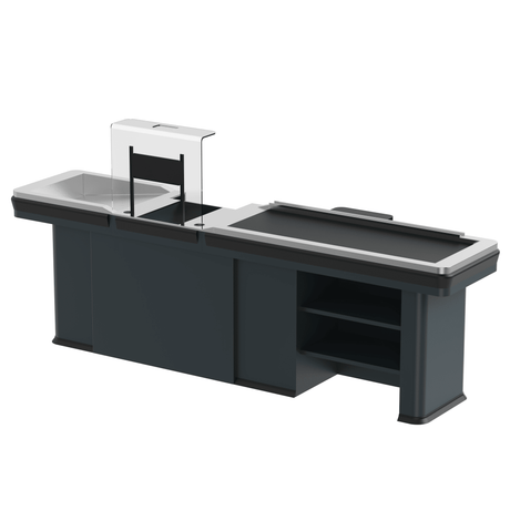 Kassentisch PREMIUM - 2900mm - Rechtsband - Schmale Warenwanne - AS GASTRO TEK GmbH