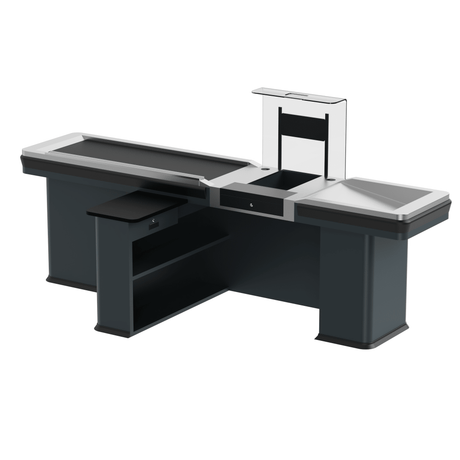 Kassentisch PREMIUM - 2900mm - Rechtsband - Schmale Warenwanne - AS GASTRO TEK GmbH