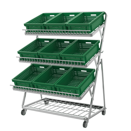 Obst- & Gemüseregal 3-stufig für Supermarkt – 1200 mm - AS GASTRO TEK GmbH